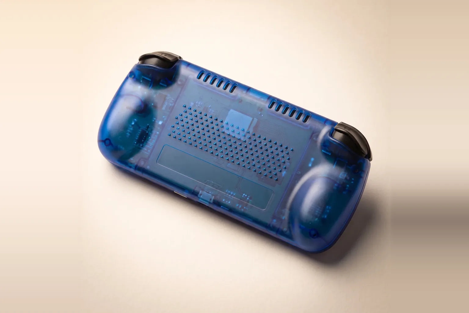 Back of the blue R36H Pro Max with its two rounded grips