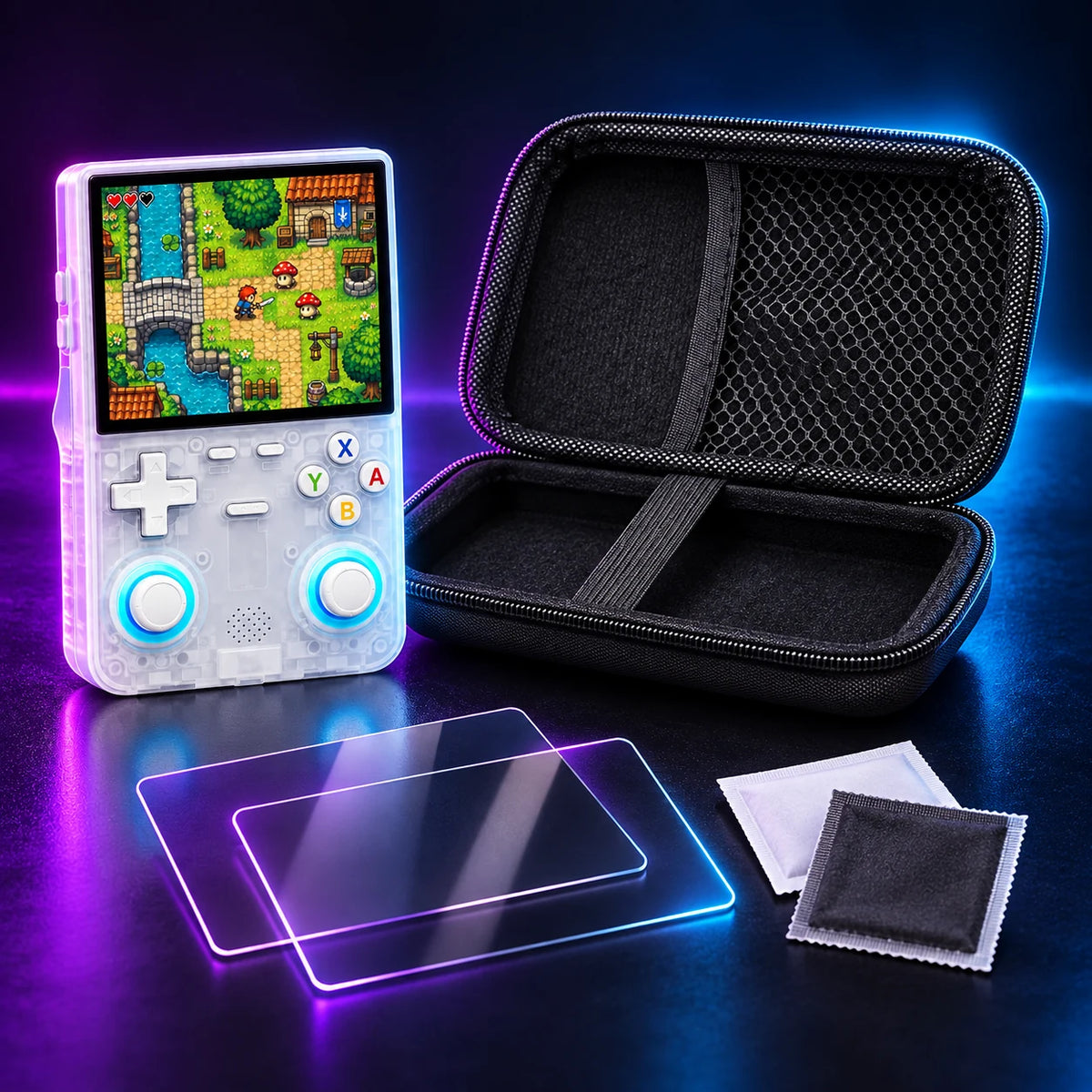 Pack protection R36 Ultra 4 pouces avec housse rigide et deux vitres en verre trempé