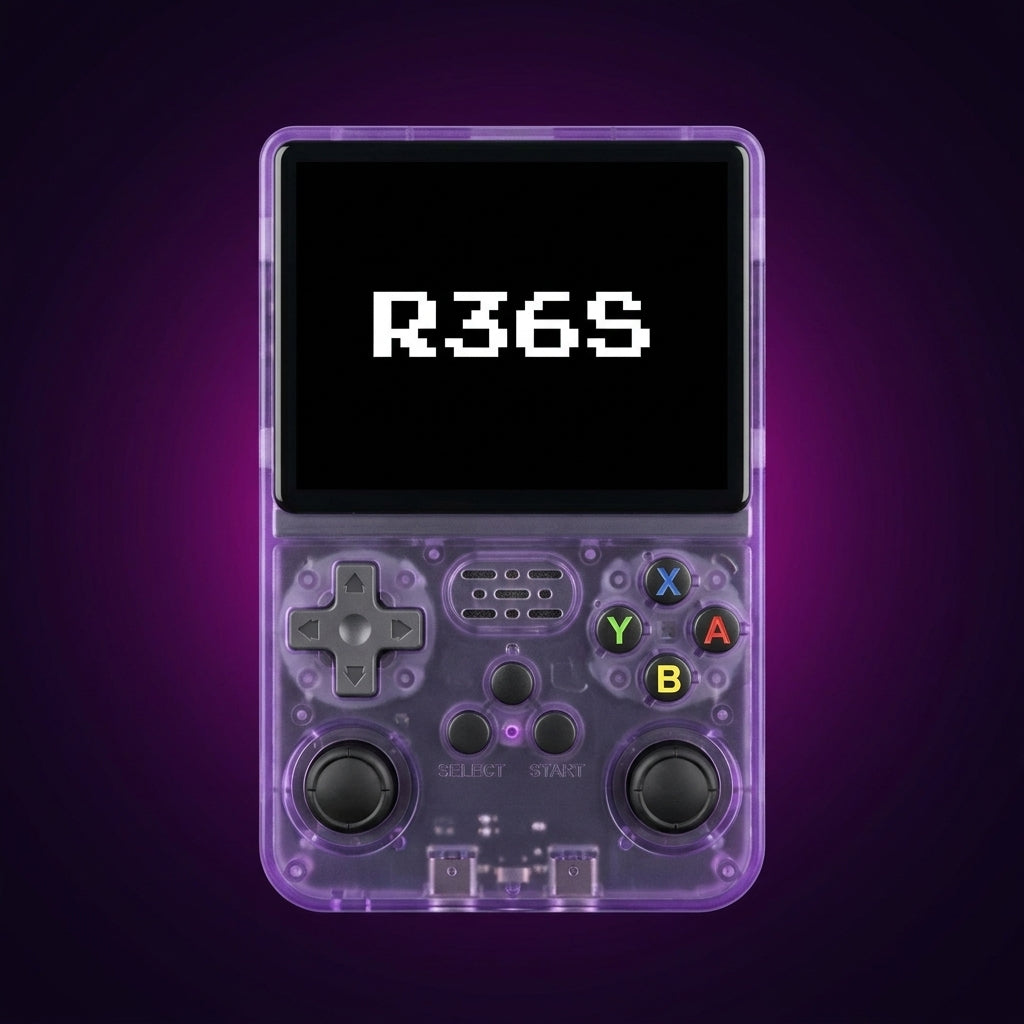 R36S vue de face avec ecran allume