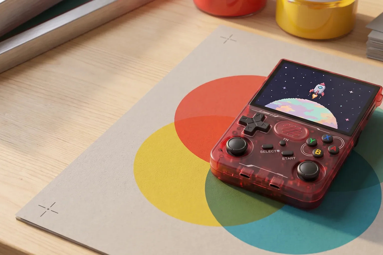 Red R36XX on a workshop desk